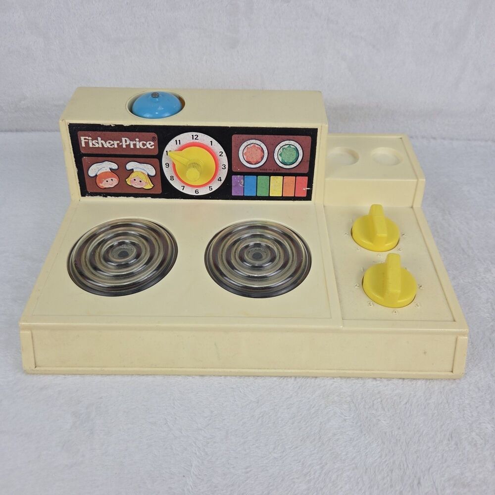 1978 Fisher Price Kitchen Stove Top #919 Glow Magic Burners Vintage Toy Works
